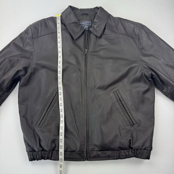 Vintage Y2K Susquehanna Trail Outfitters Leather Bomber Jacket Men’s L Black - Picture 12 of 12